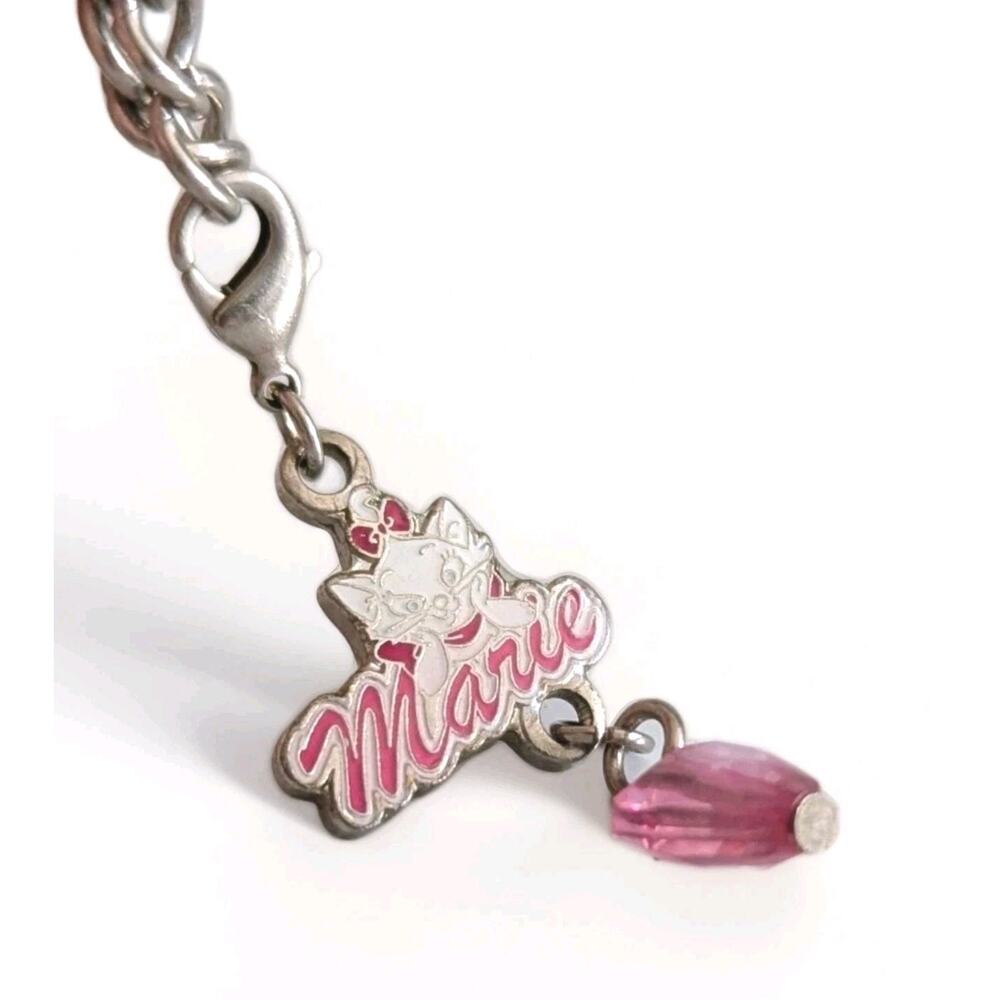 Disney Aristocats Marie Cat Clip on Charm Bracelet Double Sided Bead Crystal